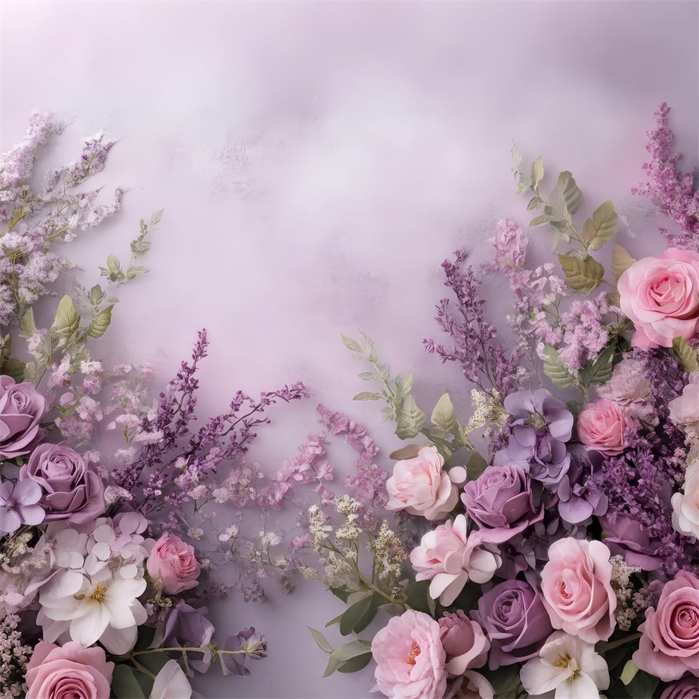 Mother's Day Backdrop Romantic Lavender Pink Rose Backdrop GQ2-168