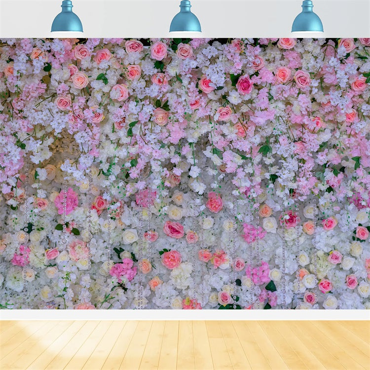 Backdrops For Mother's Day Light Pink Floral Cascade Backdrop GQ2-170