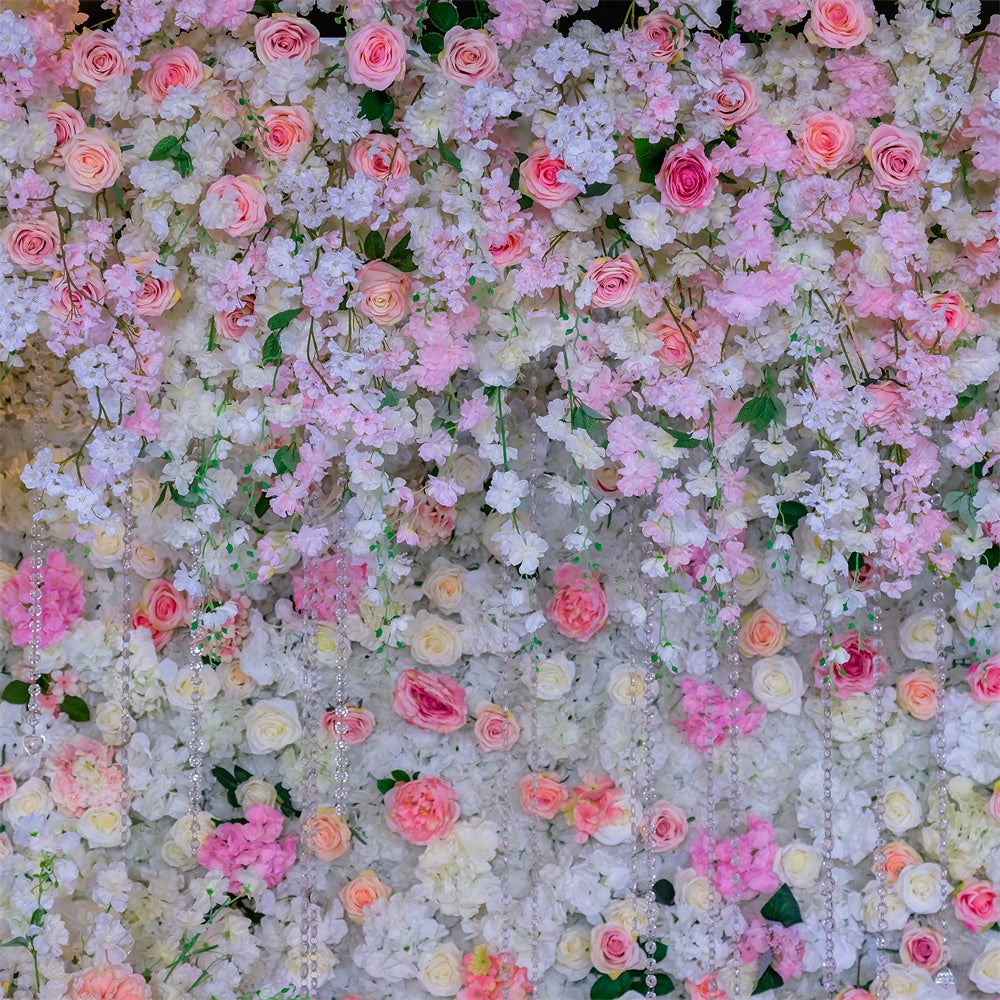 Backdrops For Mother's Day Light Pink Floral Cascade Backdrop GQ2-170