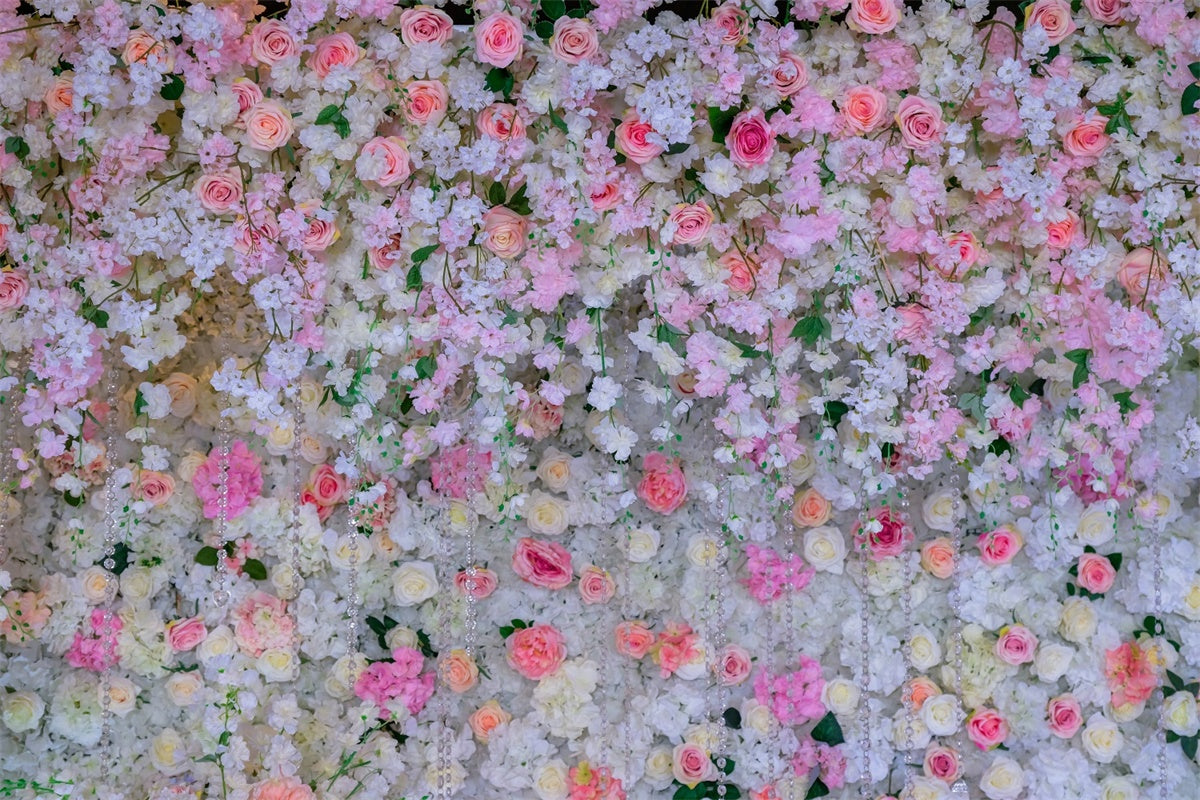 Backdrops For Mother's Day Light Pink Floral Cascade Backdrop GQ2-170