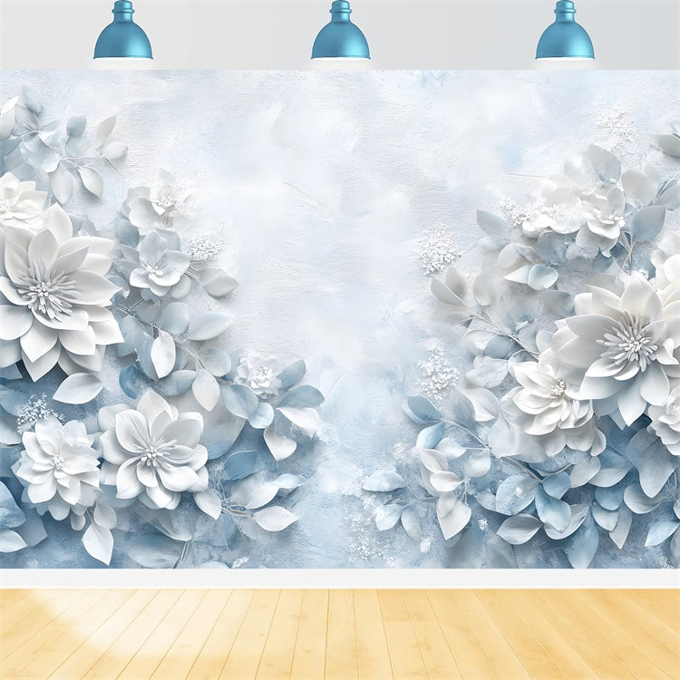 Backdrops For Mother's Day Blue White Floral Elegant Backdrop GQ2-174