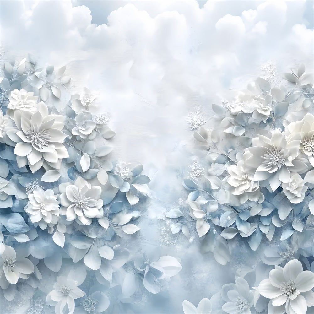 Backdrops For Mother's Day Blue White Floral Elegant Backdrop GQ2-174