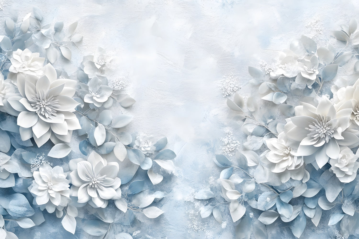 Backdrops For Mother's Day Blue White Floral Elegant Backdrop GQ2-174