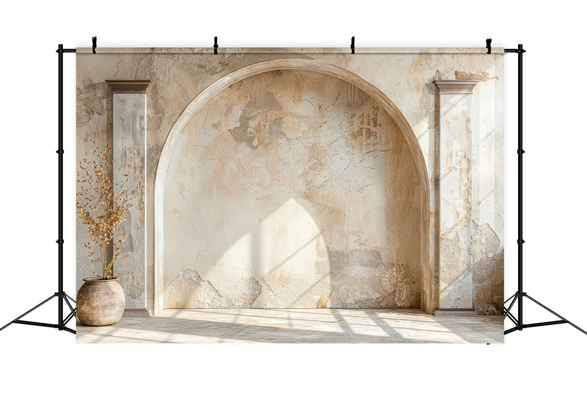 Mother's Day Backdrop Vintage Beige Stone Archway Backdrop GQ2-179