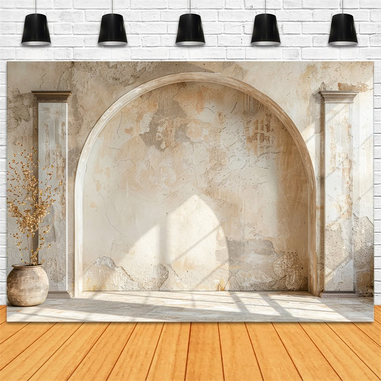 Mother's Day Backdrop Vintage Beige Stone Archway Backdrop GQ2-179