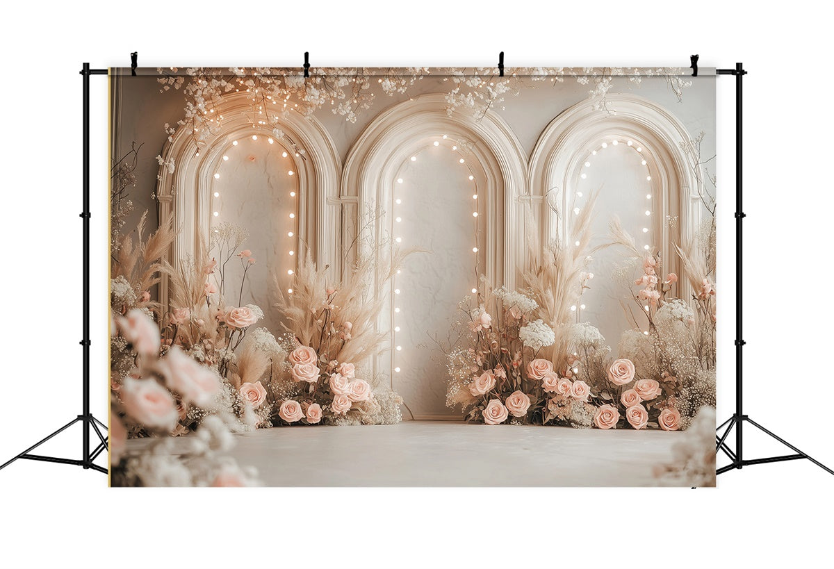 Mother's Day Photo Backdrops Warm Glow Archway Rose Backdrop GQ2-182