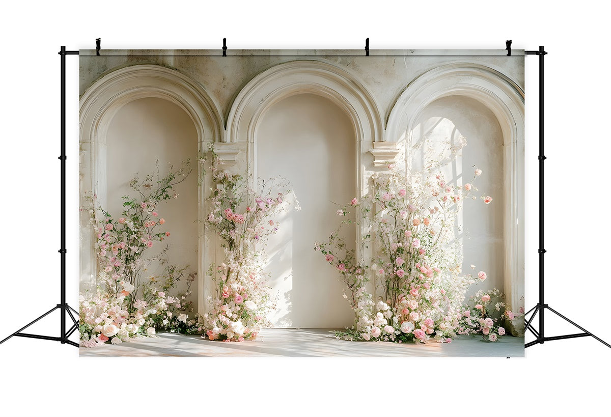 Mothers Day Backdrop Blooming Pink Roses Archway Backdrop GQ2-183