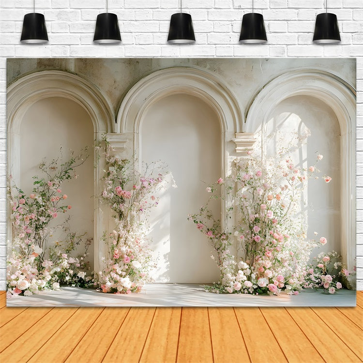 Mothers Day Backdrop Blooming Pink Roses Archway Backdrop GQ2-183