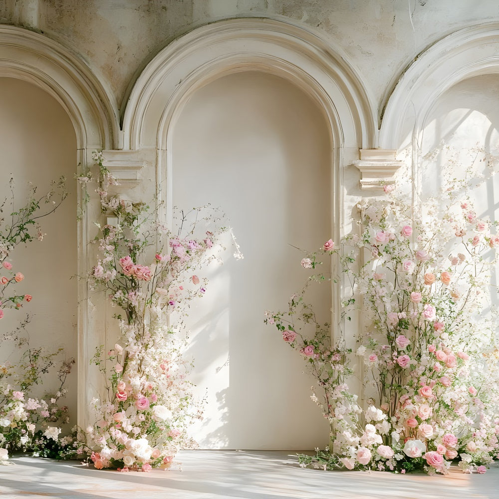 Mothers Day Backdrop Blooming Pink Roses Archway Backdrop GQ2-183