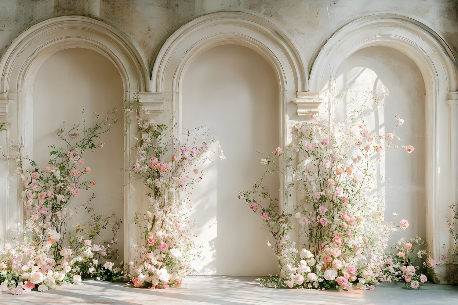 Mothers Day Backdrop Blooming Pink Roses Archway Backdrop GQ2-183