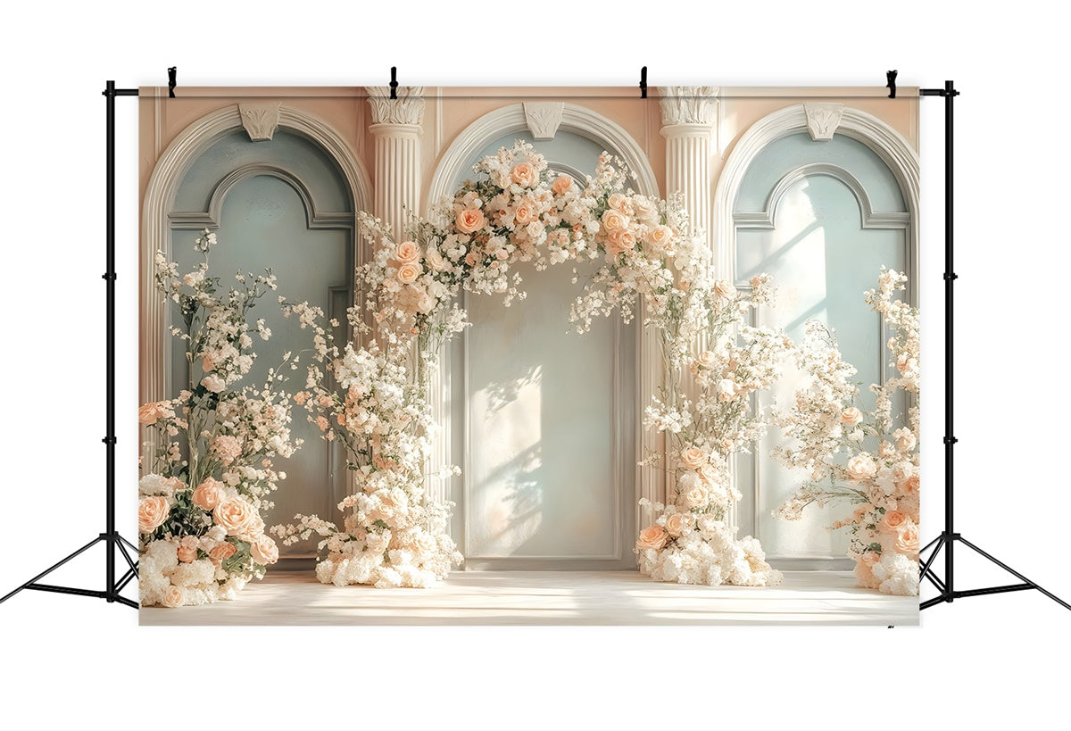 Mother's Day Backdrop Ideas Sunlit Arch Cream Floral Backdrop GQ2-184