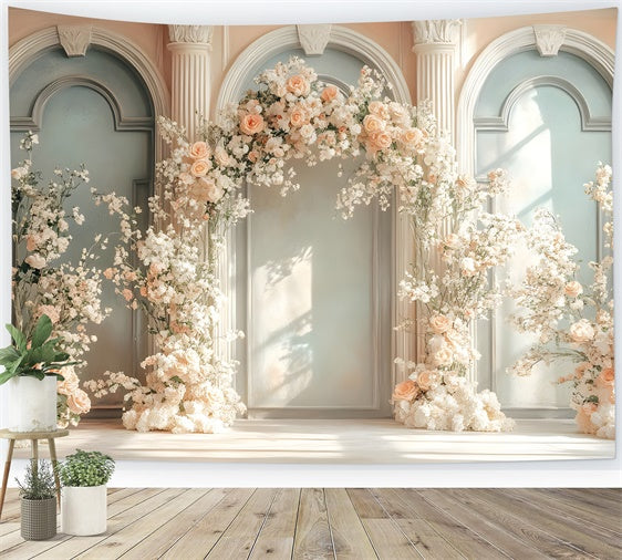 Mother's Day Backdrop Ideas Sunlit Arch Cream Floral Backdrop GQ2-184