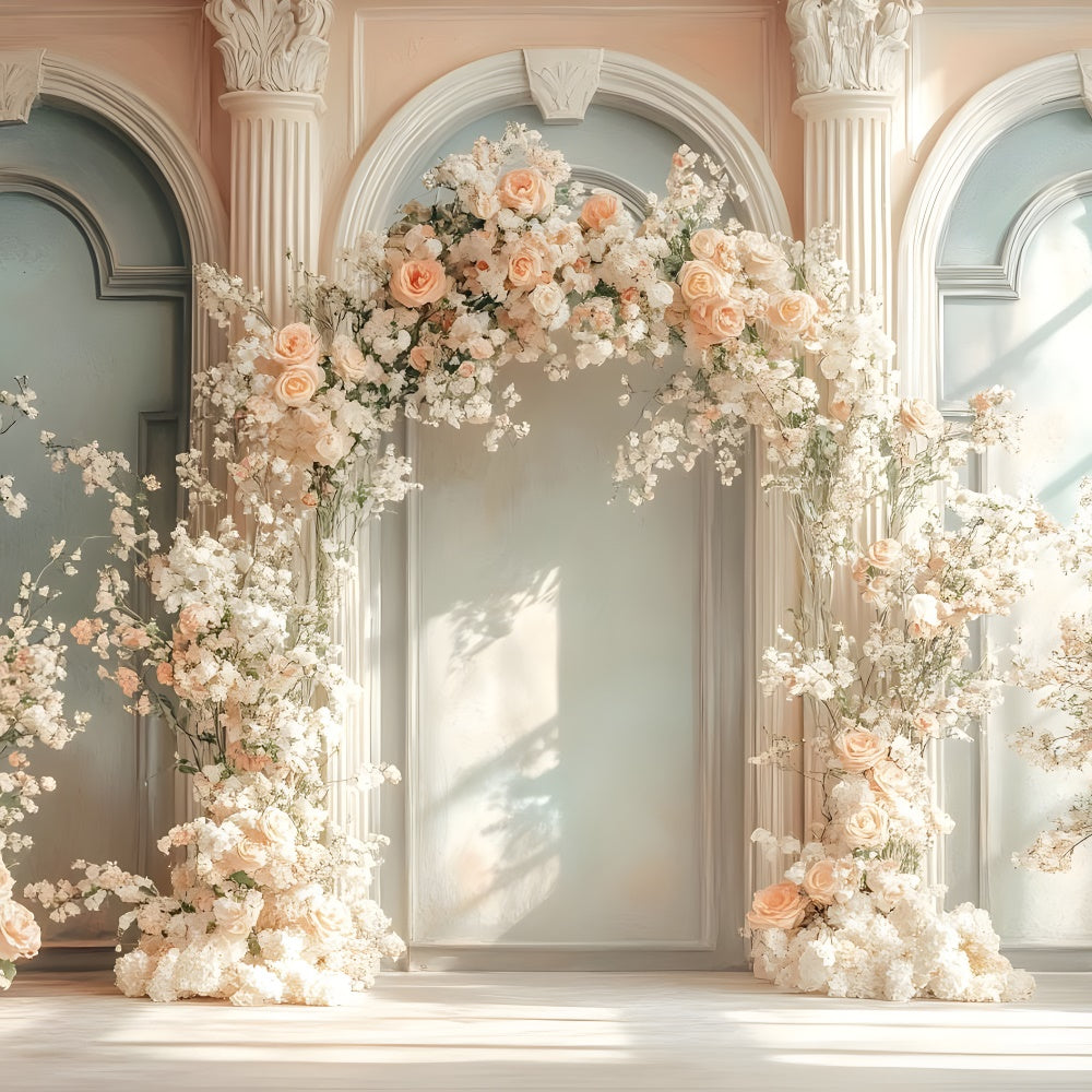 Mother's Day Backdrop Ideas Sunlit Arch Cream Floral Backdrop GQ2-184