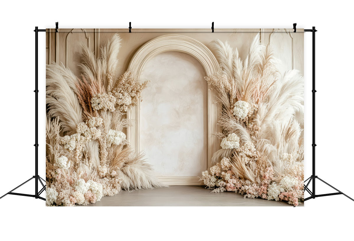 Backdrops For Mothers Day Elegant Beige Floral Arch Backdrop GQ2-185