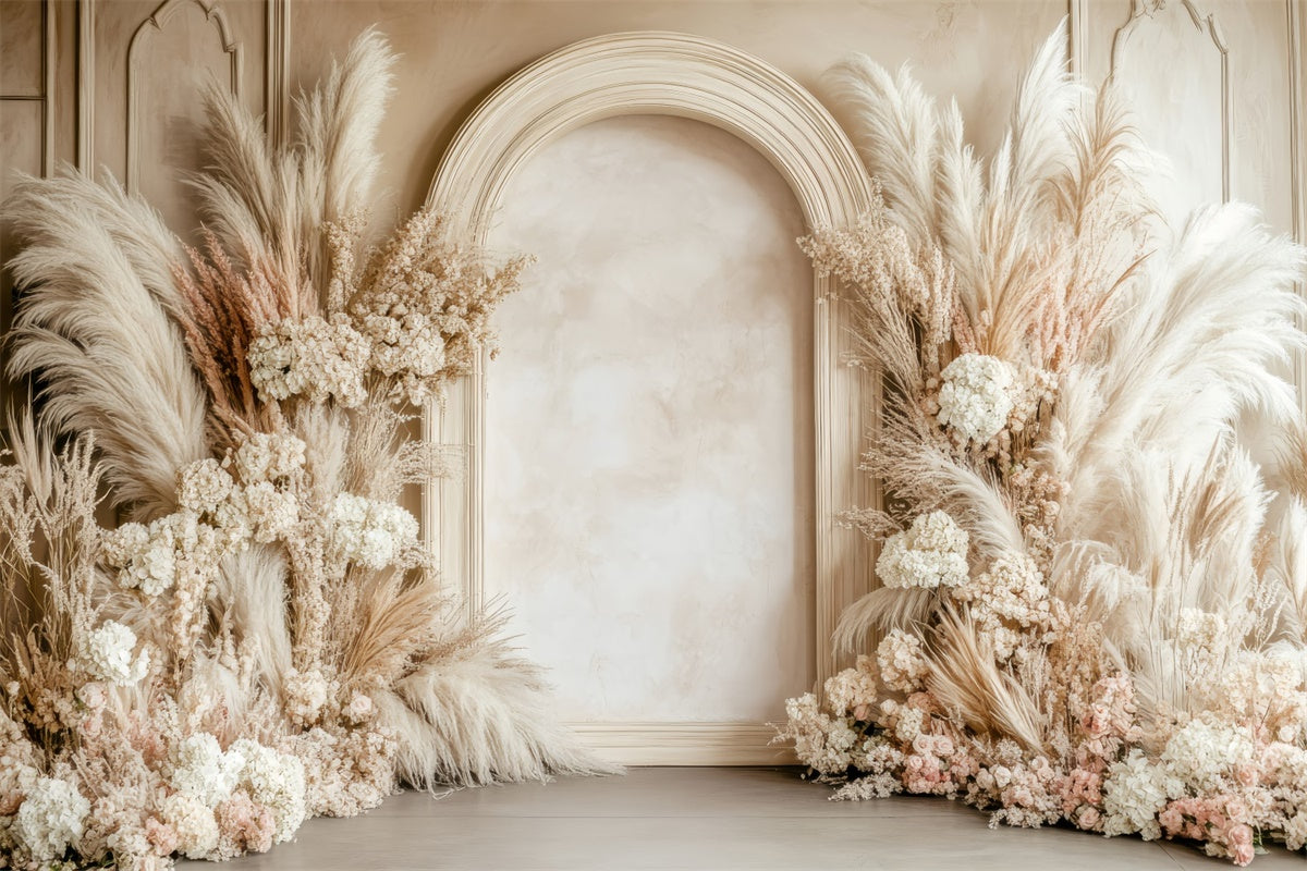 Backdrops For Mothers Day Elegant Beige Floral Arch Backdrop GQ2-185