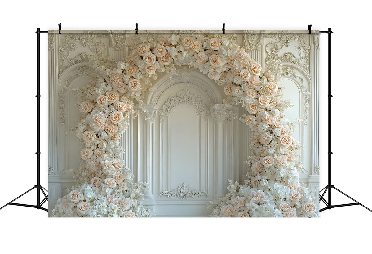 Mothers Day Backdrop Ideas Peach Rose Floral Archway Backdrop GQ2-186