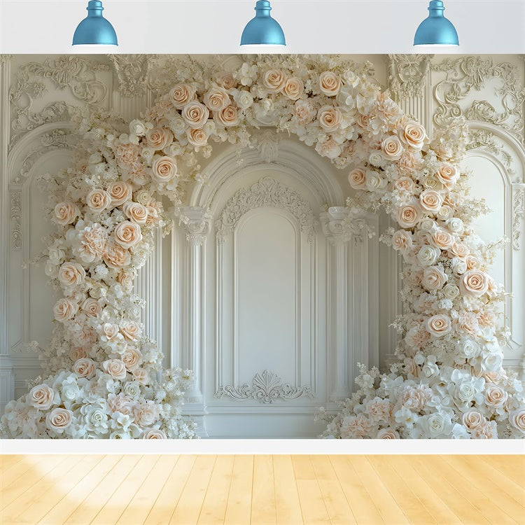 Mothers Day Backdrop Ideas Peach Rose Floral Archway Backdrop GQ2-186