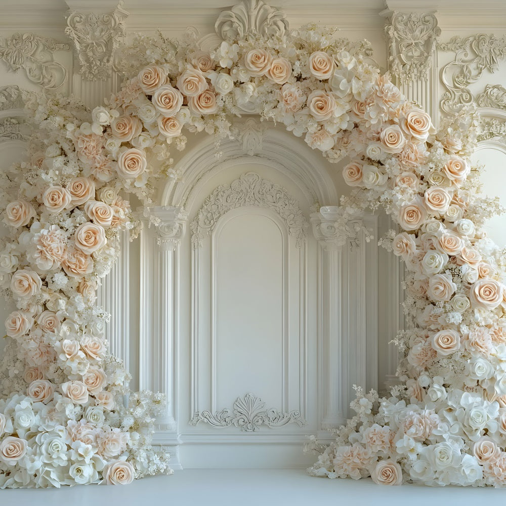 Mothers Day Backdrop Ideas Peach Rose Floral Archway Backdrop GQ2-186