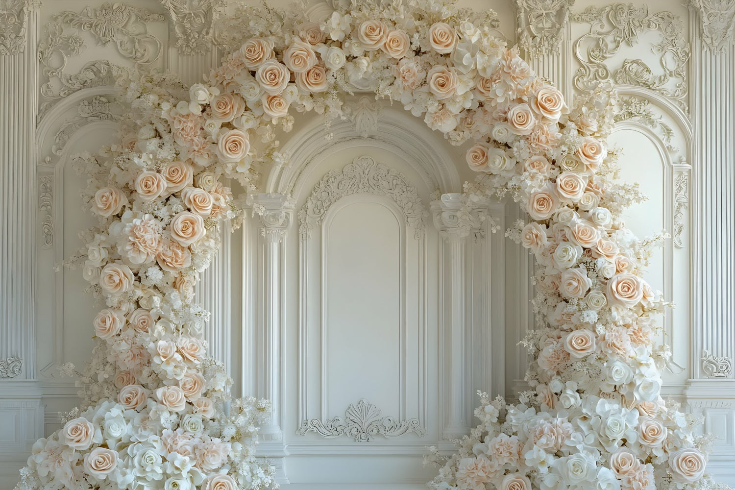 Mothers Day Backdrop Ideas Peach Rose Floral Archway Backdrop GQ2-186