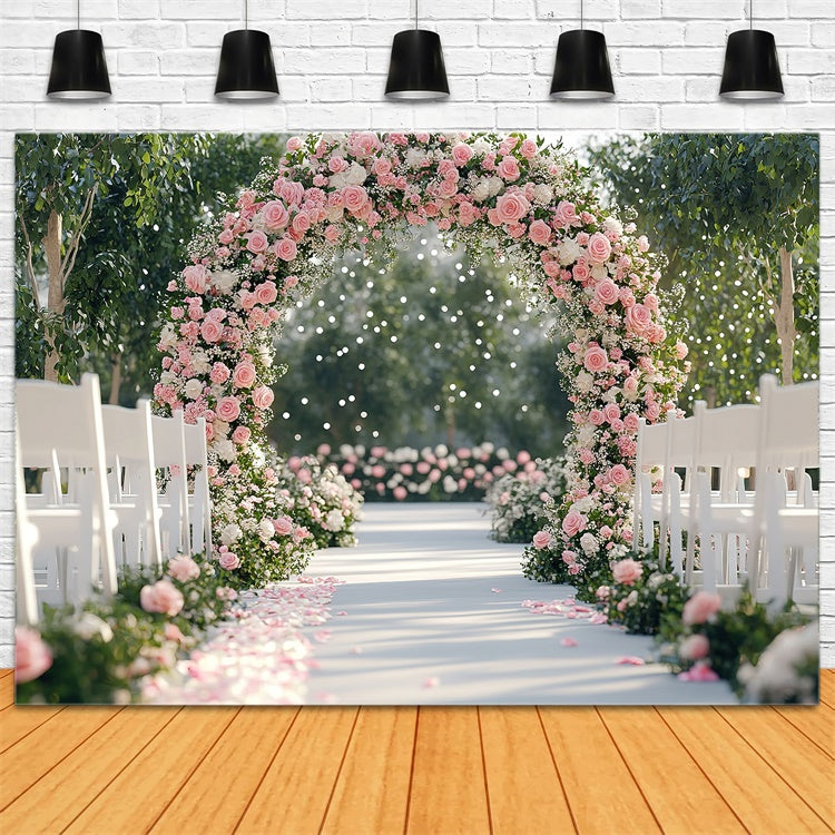 Backdrops For Mother's Day Romantic Pink Rose Archway Backdrop GQ2-187