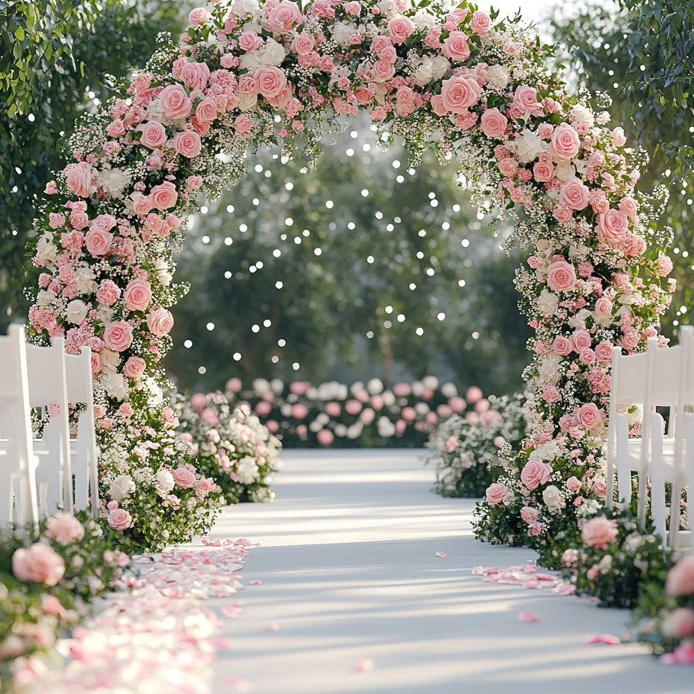 Backdrops For Mother's Day Romantic Pink Rose Archway Backdrop GQ2-187