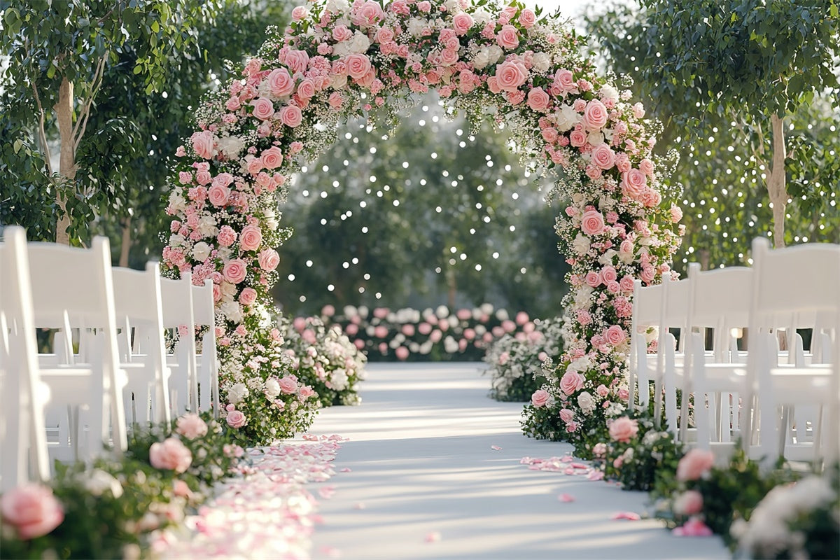 Backdrops For Mother's Day Romantic Pink Rose Archway Backdrop GQ2-187