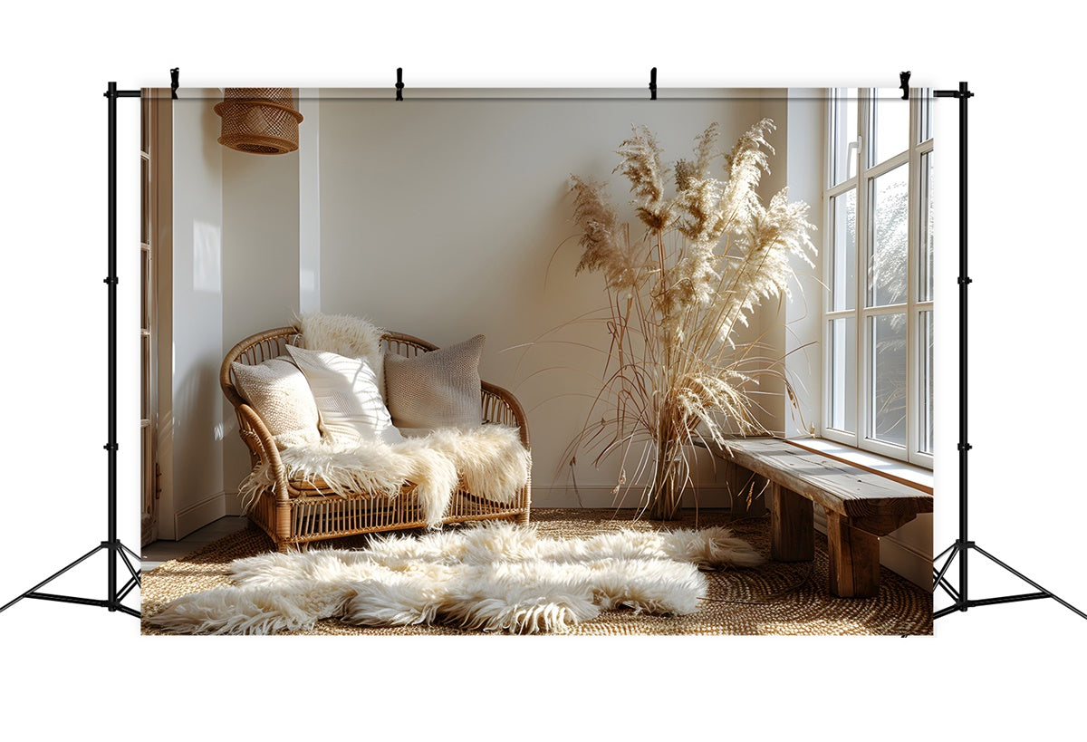 Backdrop For Mothers Day Light Rattan Chair Corner Backdrop GQ2-191