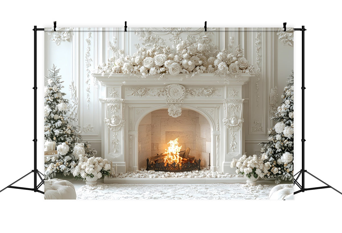 Mothers Day Photo Backdrops White Christmas Fireplace Backdrop GQ2-192