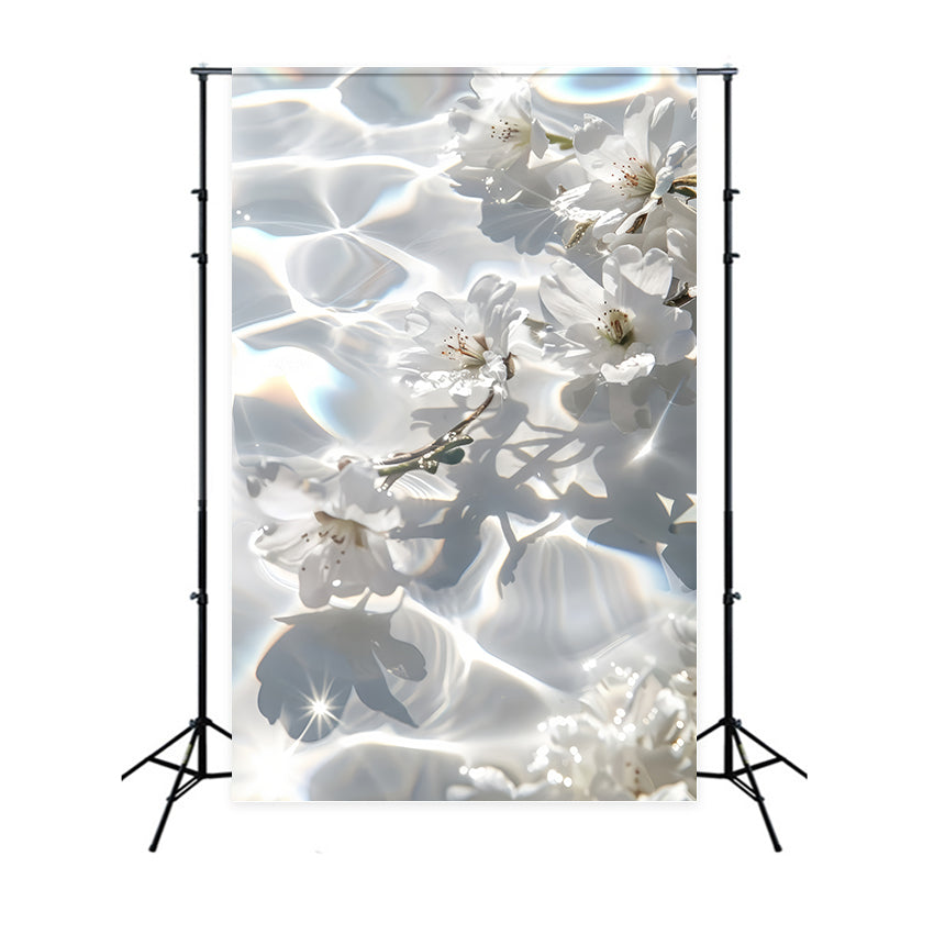 Mothers Day Backdrop Ideas Sparkling Water White Flower Backdrop GQ2-197