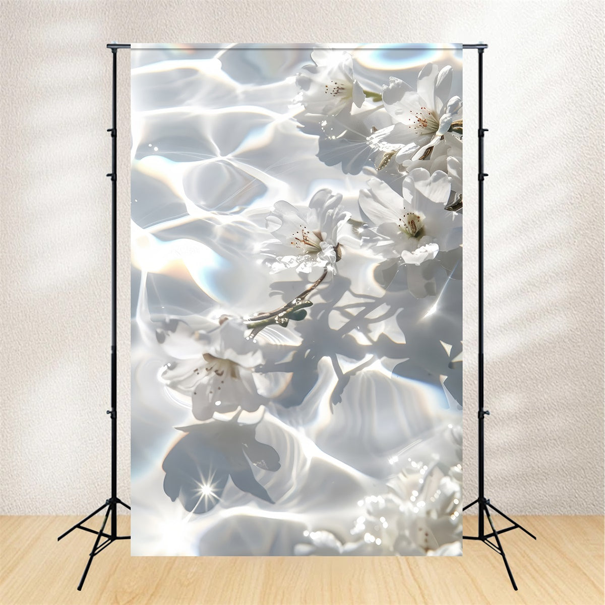 Mothers Day Backdrop Ideas Sparkling Water White Flower Backdrop GQ2-197