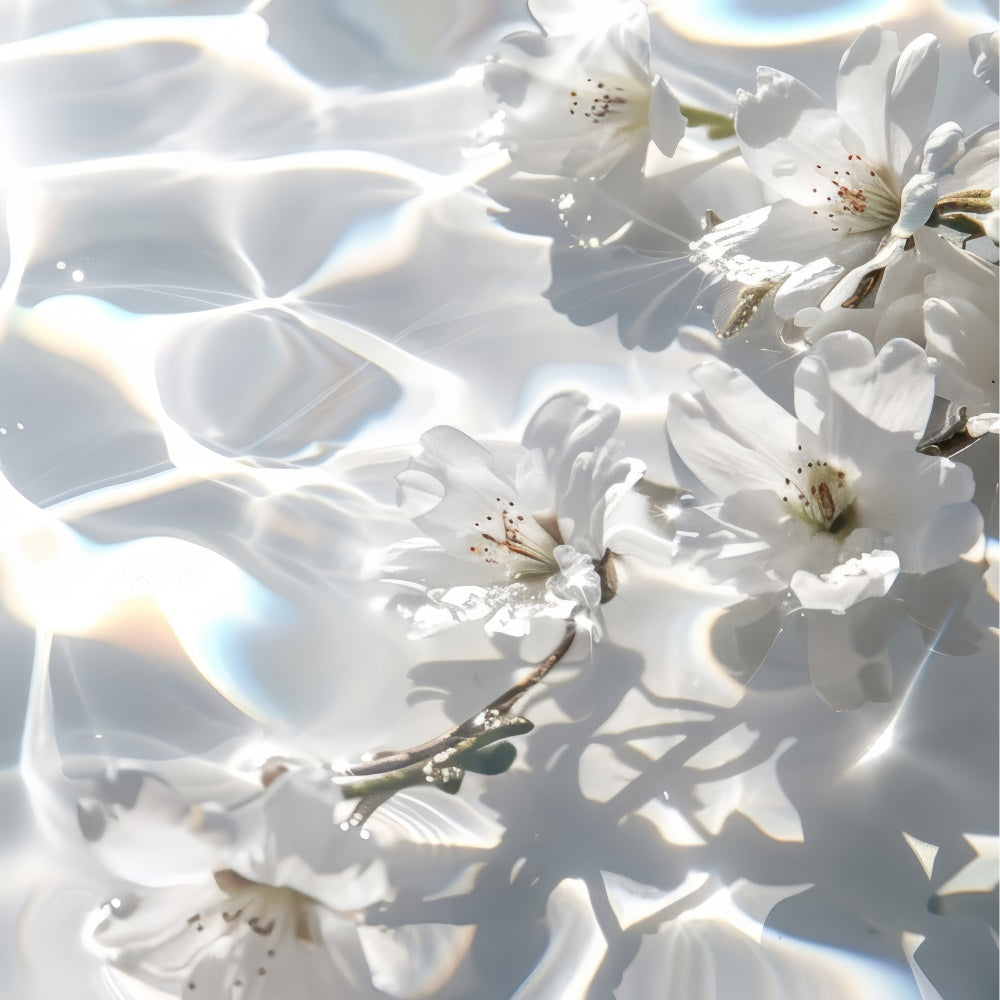 Mothers Day Backdrop Ideas Sparkling Water White Flower Backdrop GQ2-197