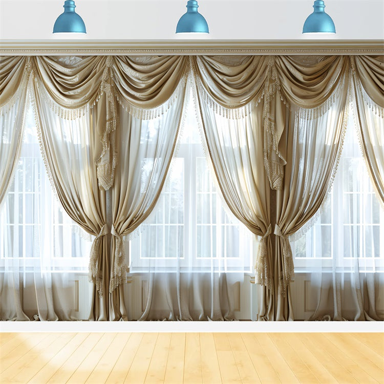 Bohemian Backdrop Luxurious Beige Lace Drapes Backdrop GQ2-20