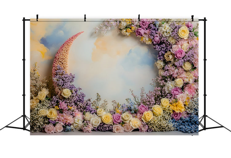 Backdrops For Mothers Day Pastel Floral Crescent Arch Backdrop GQ2-201