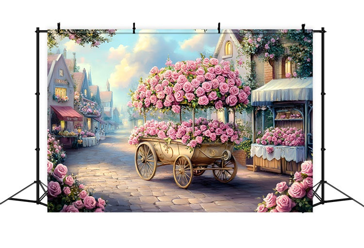 Mother's Day Backdrop Ideas Rose Cart Enchanted Street Backdrop GQ2-203