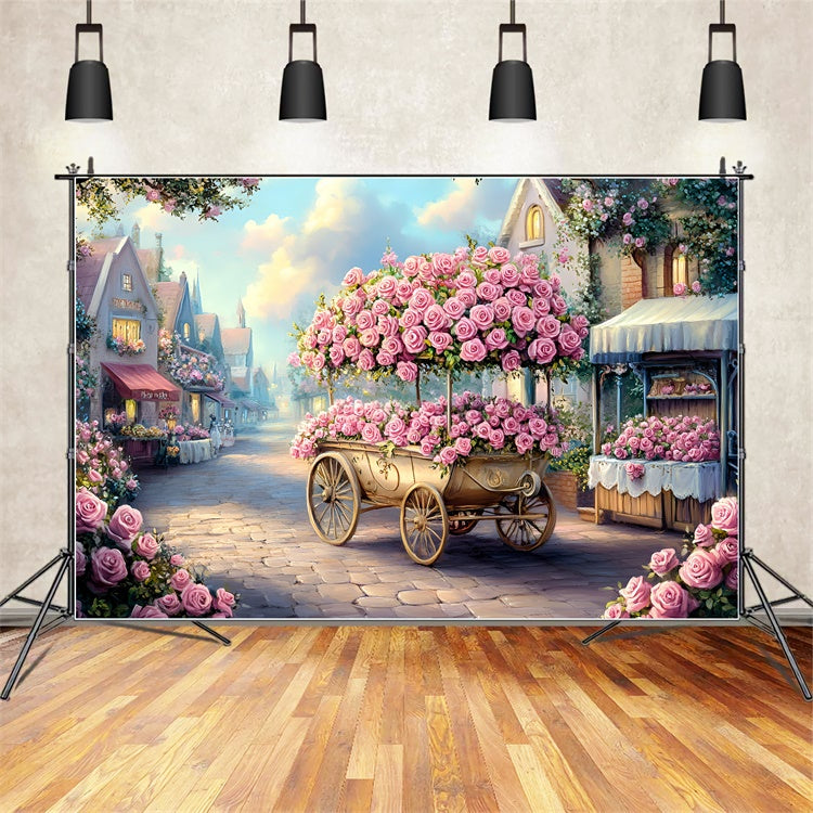 Mother's Day Backdrop Ideas Rose Cart Enchanted Street Backdrop GQ2-203