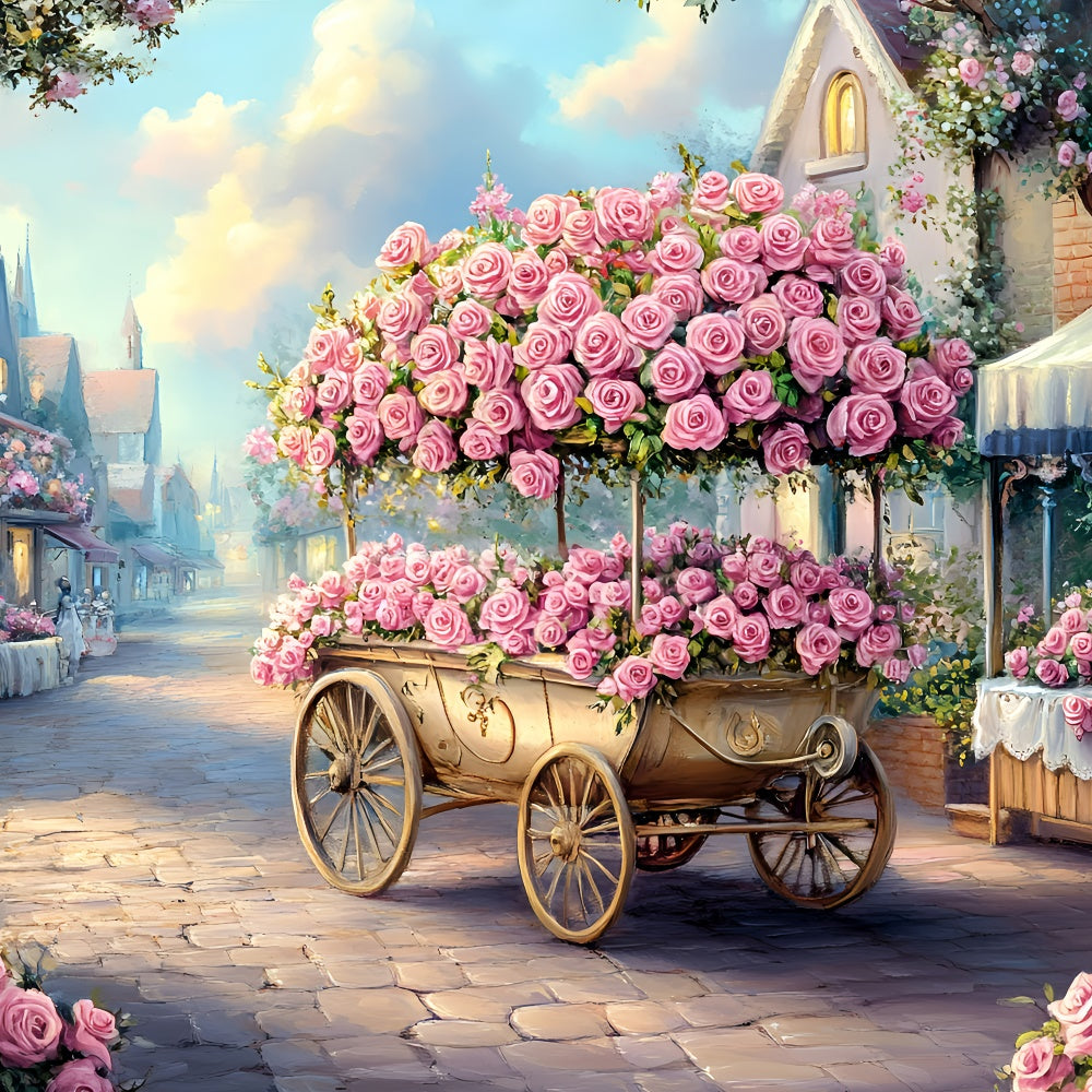 Mother's Day Backdrop Ideas Rose Cart Enchanted Street Backdrop GQ2-203