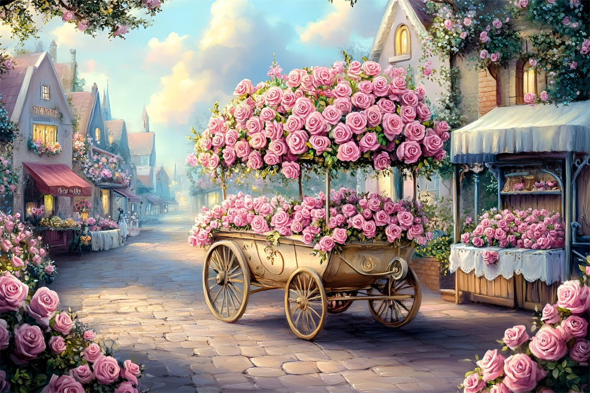 Mother's Day Backdrop Ideas Rose Cart Enchanted Street Backdrop GQ2-203