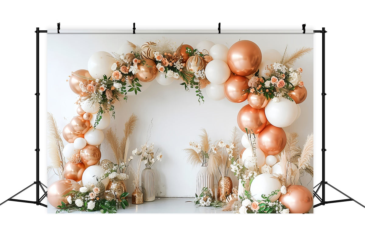 Boho Photography Backdrop Rose Gold Balloon Arch Backdrop GQ2-22