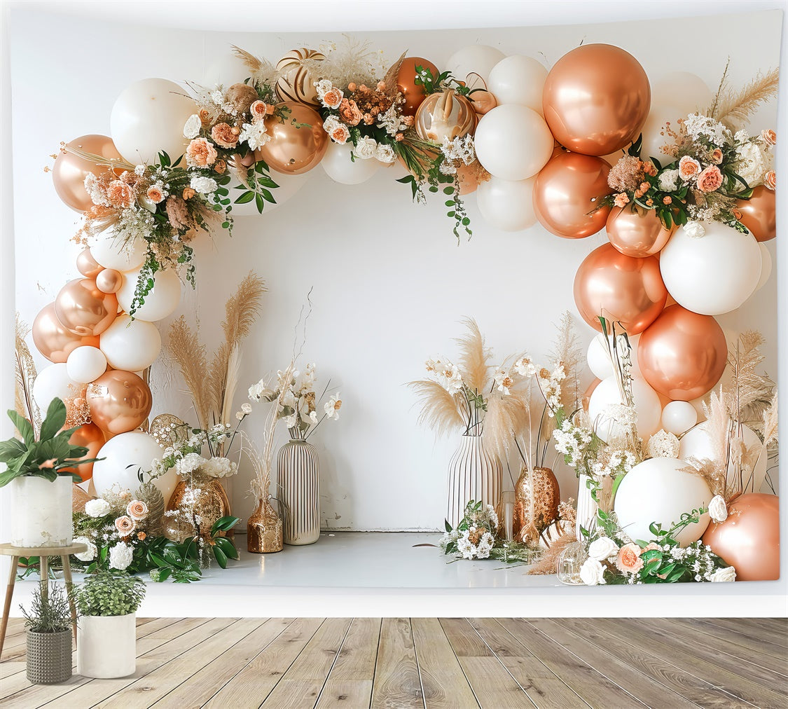 Boho Photography Backdrop Rose Gold Balloon Arch Backdrop GQ2-22