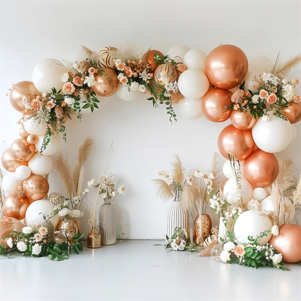 Boho Photography Backdrop Rose Gold Balloon Arch Backdrop GQ2-22