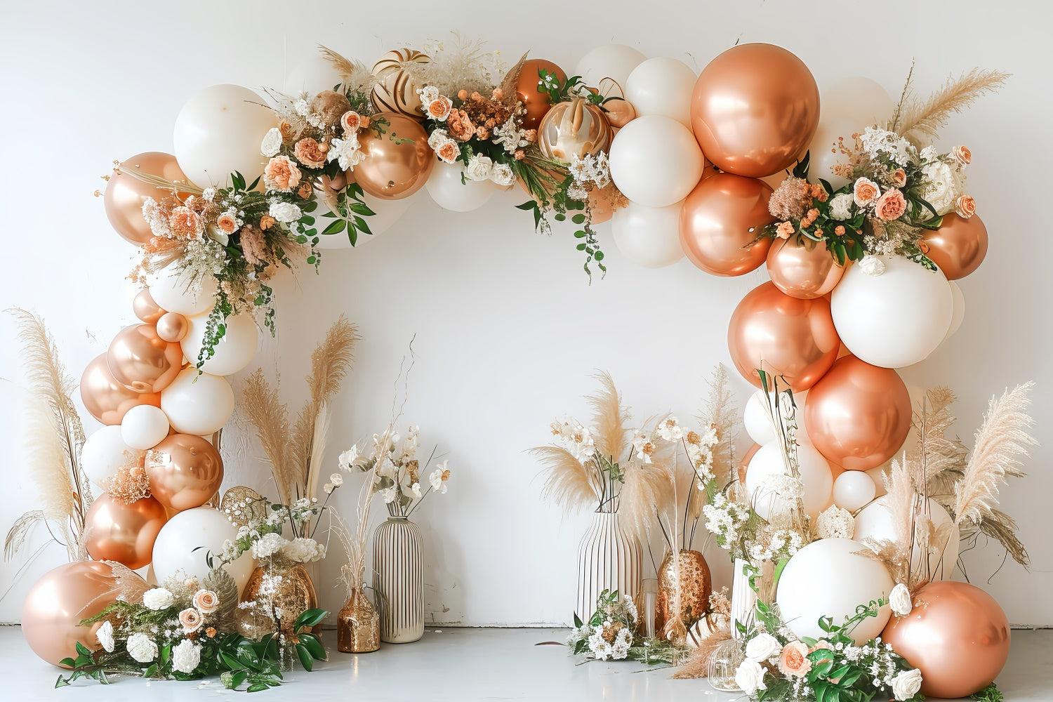 Boho Photography Backdrop Rose Gold Balloon Arch Backdrop GQ2-22