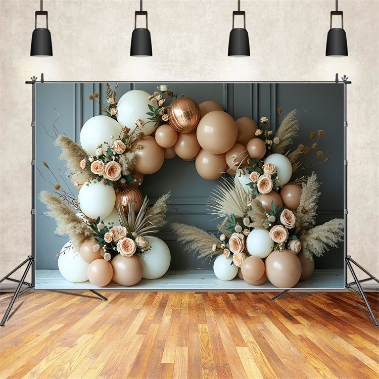 Boho Backdrop Romantic Floral Balloon Arch Backdrop GQ2-23