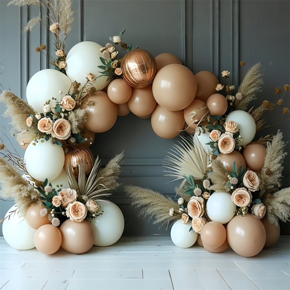 Boho Backdrop Romantic Floral Balloon Arch Backdrop GQ2-23