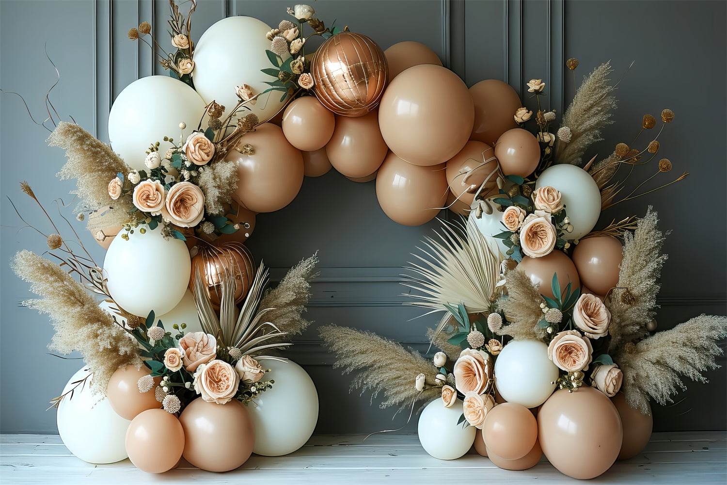 Boho Backdrop Romantic Floral Balloon Arch Backdrop GQ2-23