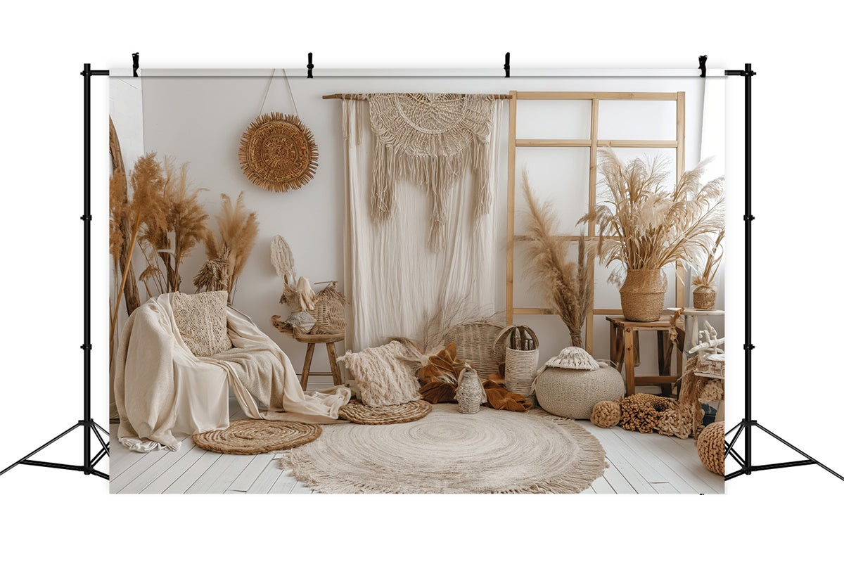 Boho Photo Backdrop Soft Cream Wall Macrame Backdrop GQ2-25