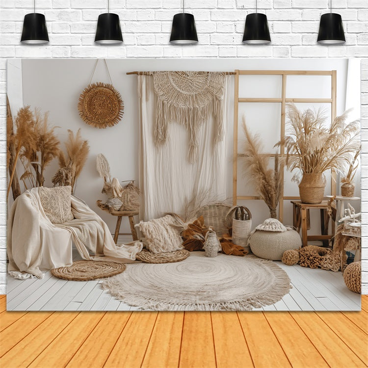 Boho Photo Backdrop Soft Cream Wall Macrame Backdrop GQ2-25