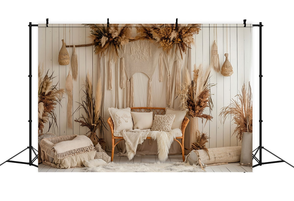 Boho Photography Backdrop Neutral Tan Living Room Backdrop GQ2-27