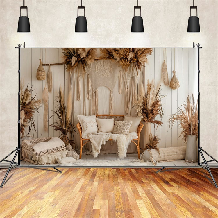 Boho Photography Backdrop Neutral Tan Living Room Backdrop GQ2-27