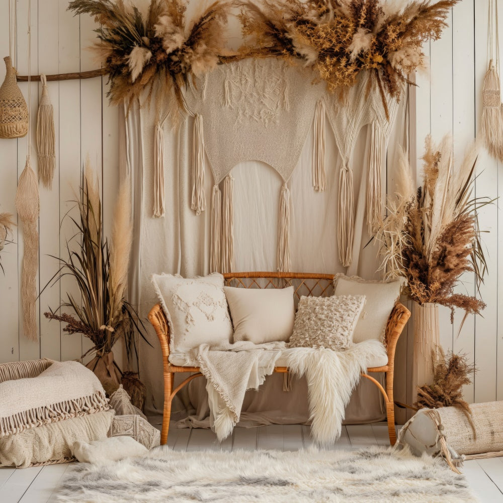 Boho Photography Backdrop Neutral Tan Living Room Backdrop GQ2-27