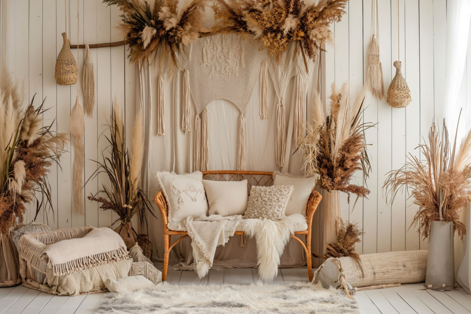 Boho Photography Backdrop Neutral Tan Living Room Backdrop GQ2-27